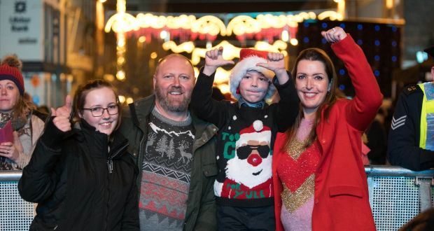 Vicky Phelan with her husband Jim, daughter Amelia and son Darragh, after turning on the Christmas lights in Limerick on Sunday Nov 18 th 2018.Picture